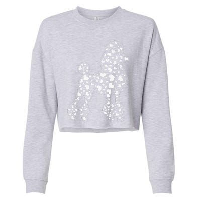 Cute Poodle Dog Hearts Couple Valentine's Puppy Pet Lover Cropped Pullover Crew