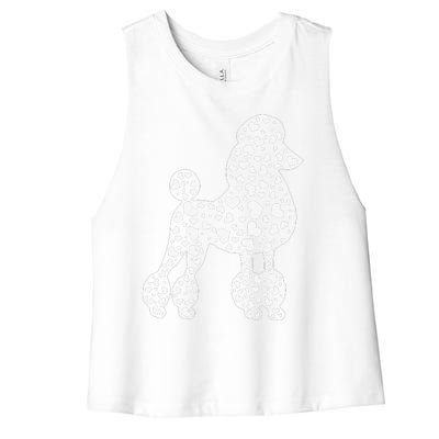 Cute Poodle Dog Hearts Couple Valentine's Puppy Pet Lover Women's Racerback Cropped Tank