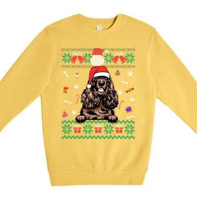 Cute Poodle Dog Ugly Christmas Sweater Santa Hat Xmas Gift Premium Crewneck Sweatshirt