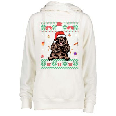 Cute Poodle Dog Ugly Christmas Sweater Santa Hat Xmas Gift Womens Funnel Neck Pullover Hood