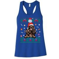 Cute Poodle Dog Ugly Christmas Sweater Santa Hat Xmas Gift Women's Racerback Tank