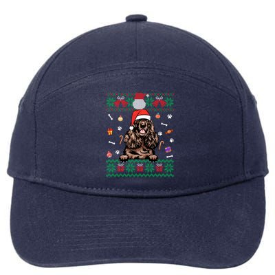 Cute Poodle Dog Ugly Christmas Sweater Santa Hat Xmas Gift 7-Panel Snapback Hat