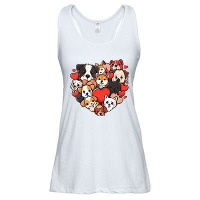 Cute Puppy Dog Heart Couple Boy Girl Valentines Day Costume Ladies Essential Flowy Tank