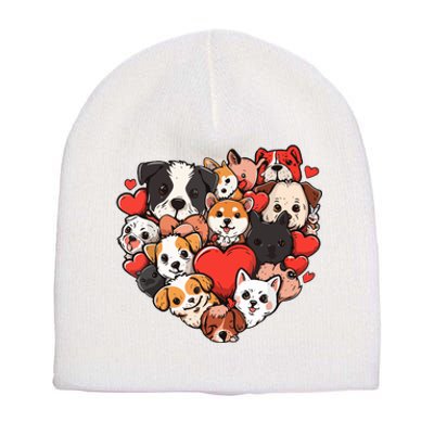 Cute Puppy Dog Heart Couple Boy Girl Valentines Day Costume Short Acrylic Beanie