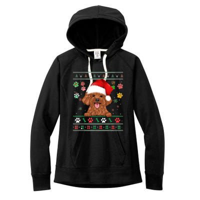 Cute Poodle Dog Xmas Santa Funny Ugly Christmas Gift Women's Fleece Hoodie