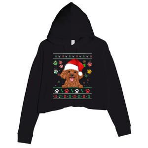 Cute Poodle Dog Xmas Santa Funny Ugly Christmas Gift Crop Fleece Hoodie