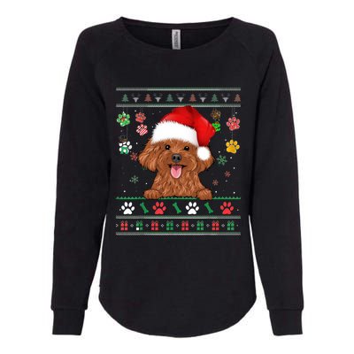 Cute Poodle Dog Xmas Santa Funny Ugly Christmas Gift Womens California Wash Sweatshirt