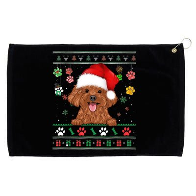 Cute Poodle Dog Xmas Santa Funny Ugly Christmas Gift Grommeted Golf Towel