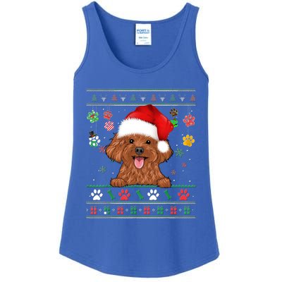 Cute Poodle Dog Xmas Santa Funny Ugly Christmas Gift Ladies Essential Tank