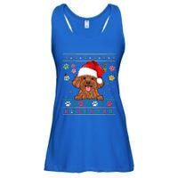 Cute Poodle Dog Xmas Santa Funny Ugly Christmas Gift Ladies Essential Flowy Tank