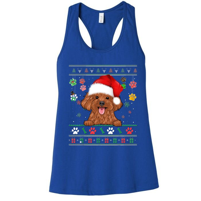 Cute Poodle Dog Xmas Santa Funny Ugly Christmas Gift Women's Racerback Tank