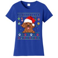 Cute Poodle Dog Xmas Santa Funny Ugly Christmas Gift Women's T-Shirt