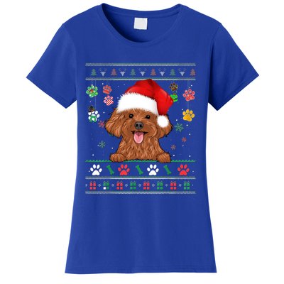 Cute Poodle Dog Xmas Santa Funny Ugly Christmas Gift Women's T-Shirt