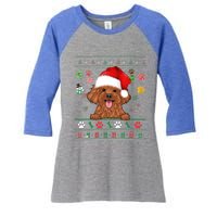 Cute Poodle Dog Xmas Santa Funny Ugly Christmas Gift Women's Tri-Blend 3/4-Sleeve Raglan Shirt