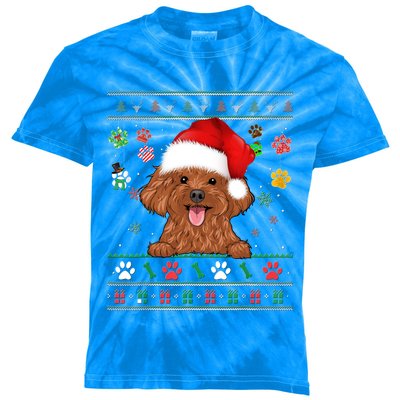 Cute Poodle Dog Xmas Santa Funny Ugly Christmas Gift Kids Tie-Dye T-Shirt