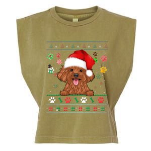 Cute Poodle Dog Xmas Santa Funny Ugly Christmas Gift Garment-Dyed Women's Muscle Tee