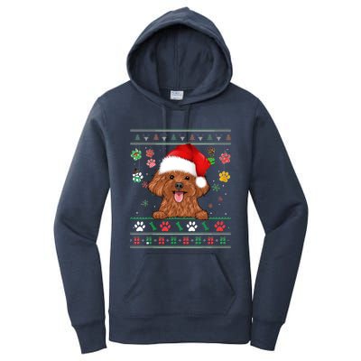 Cute Poodle Dog Xmas Santa Funny Ugly Christmas Gift Women's Pullover Hoodie