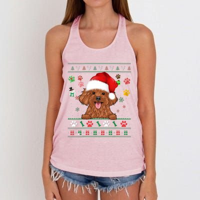 Cute Poodle Dog Xmas Santa Funny Ugly Christmas Gift Women's Knotted Racerback Tank