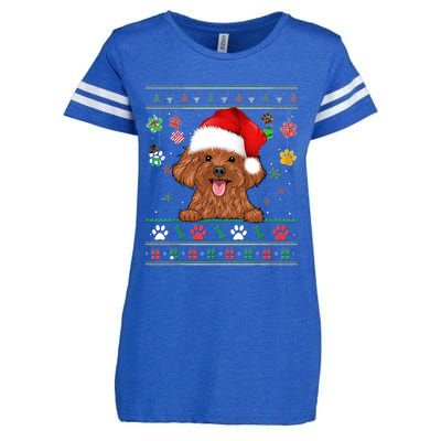 Cute Poodle Dog Xmas Santa Funny Ugly Christmas Gift Enza Ladies Jersey Football T-Shirt