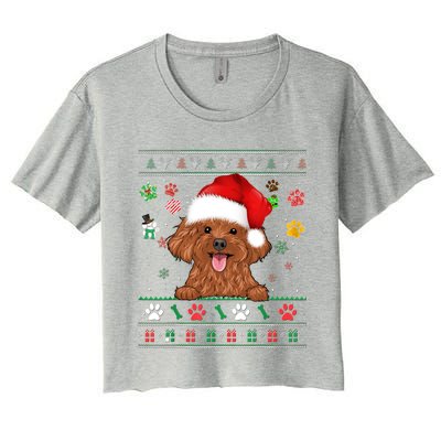 Cute Poodle Dog Xmas Santa Funny Ugly Christmas Gift Women's Crop Top Tee