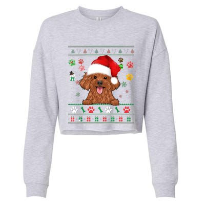 Cute Poodle Dog Xmas Santa Funny Ugly Christmas Gift Cropped Pullover Crew