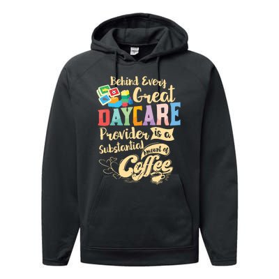 Childcare Provider Daycare Teacher Coffee Lover Drinker Performance Fleece Hoodie