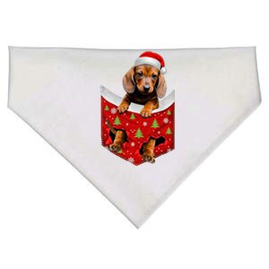 Cute Puppy Dachshund In Pocket Christmas Dachshund Lover Gift USA-Made Doggie Bandana