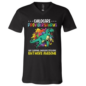 Childcare Providersaurus Daycare Teachers V-Neck T-Shirt