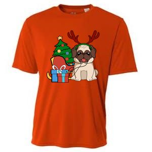 Cute Pug Dog Santa Reindeer Christmas Gift Christmas Trees Meaningful Gift Cooling Performance Crew T-Shirt