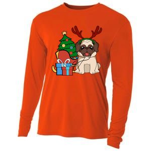 Cute Pug Dog Santa Reindeer Christmas Gift Christmas Trees Meaningful Gift Cooling Performance Long Sleeve Crew