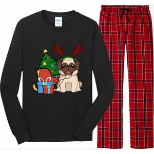 Cute Pug Dog Santa Reindeer Christmas Gift Christmas Trees Meaningful Gift Long Sleeve Pajama Set