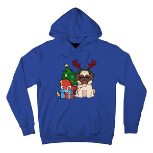 Cute Pug Dog Santa Reindeer Christmas Gift Christmas Trees Meaningful Gift Hoodie