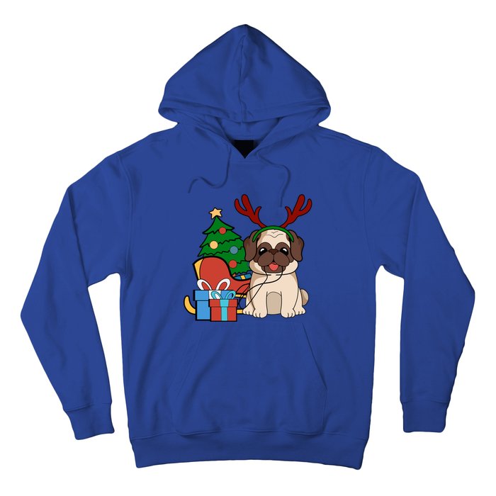 Cute Pug Dog Santa Reindeer Christmas Gift Christmas Trees Meaningful Gift Hoodie