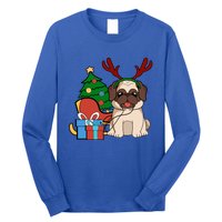 Cute Pug Dog Santa Reindeer Christmas Gift Christmas Trees Meaningful Gift Long Sleeve Shirt