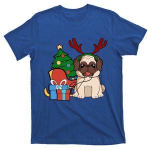 Cute Pug Dog Santa Reindeer Christmas Gift Christmas Trees Meaningful Gift T-Shirt