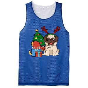 Cute Pug Dog Santa Reindeer Christmas Gift Christmas Trees Meaningful Gift Mesh Reversible Basketball Jersey Tank