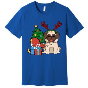 Cute Pug Dog Santa Reindeer Christmas Gift Christmas Trees Meaningful Gift Premium T-Shirt