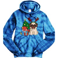 Cute Pug Dog Santa Reindeer Christmas Gift Christmas Trees Meaningful Gift Tie Dye Hoodie