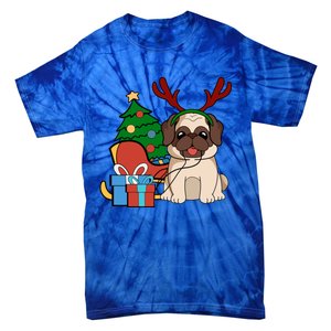 Cute Pug Dog Santa Reindeer Christmas Gift Christmas Trees Meaningful Gift Tie-Dye T-Shirt