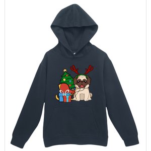 Cute Pug Dog Santa Reindeer Christmas Gift Christmas Trees Meaningful Gift Urban Pullover Hoodie