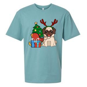 Cute Pug Dog Santa Reindeer Christmas Gift Christmas Trees Meaningful Gift Sueded Cloud Jersey T-Shirt