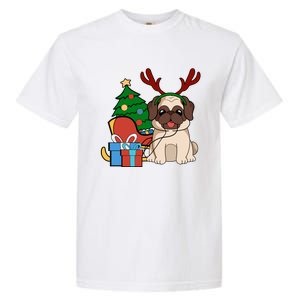 Cute Pug Dog Santa Reindeer Christmas Gift Christmas Trees Meaningful Gift Garment-Dyed Heavyweight T-Shirt