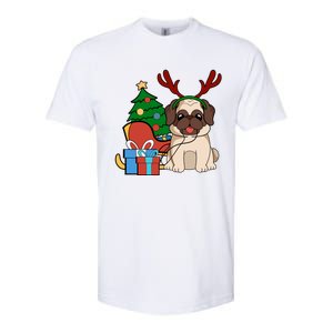 Cute Pug Dog Santa Reindeer Christmas Gift Christmas Trees Meaningful Gift Softstyle CVC T-Shirt