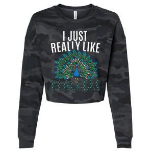 Cool Peacock Design For Men Women Bird Peacock Lovers Cropped Pullover Crew