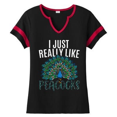 Cool Peacock Design For Men Women Bird Peacock Lovers Ladies Halftime Notch Neck Tee