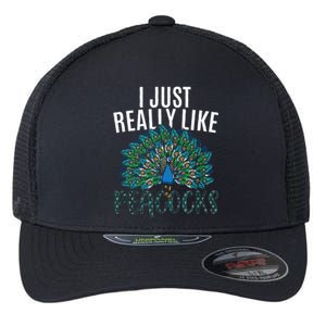 Cool Peacock Design For Men Women Bird Peacock Lovers Flexfit Unipanel Trucker Cap