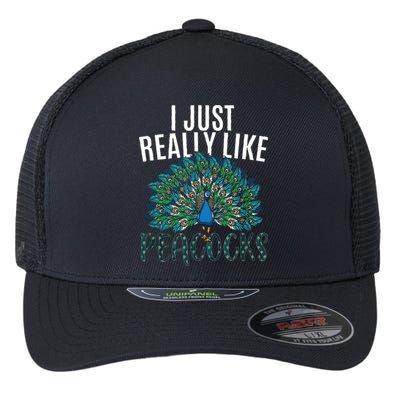 Cool Peacock Design For Men Women Bird Peacock Lovers Flexfit Unipanel Trucker Cap