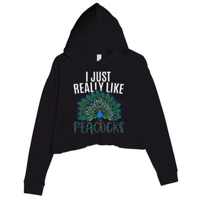 Cool Peacock Design For Men Women Bird Peacock Lovers Crop Fleece Hoodie