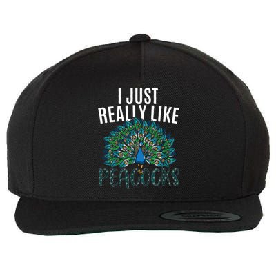 Cool Peacock Design For Men Women Bird Peacock Lovers Wool Snapback Cap