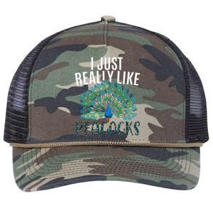 Cool Peacock Design For Men Women Bird Peacock Lovers Retro Rope Trucker Hat Cap